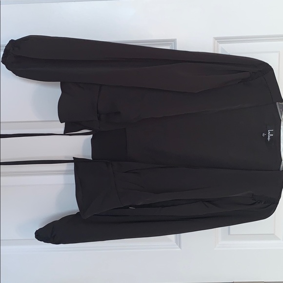 Lulus Tops - Lulu’s Black Long Sleeve Wrap Top